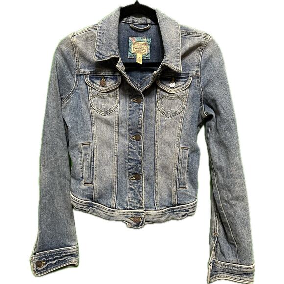 Abercrombie & Fitch Jean Jacket Medium Woman Blue Denim - Picture 1 of 10